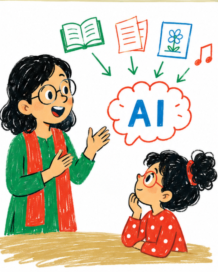 Child reading AlliReads in English